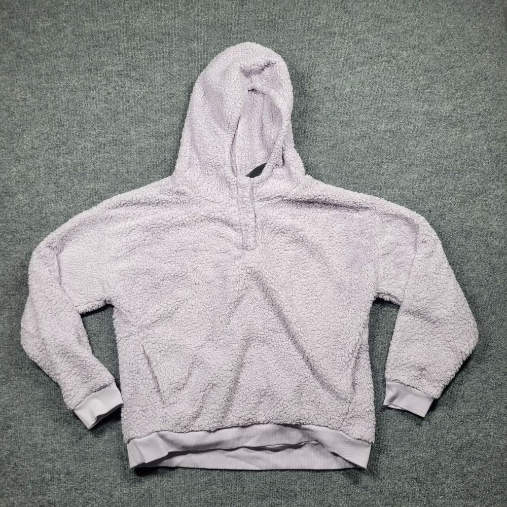 Lukka Lux Hoodie Sweatshirt Women Large Purple Plush Cozy Pullover Lounge Henley